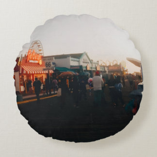 Santa Monica Pier, Los Angeles, California Round Cushion