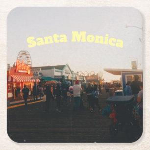 Santa Monica Pier, Los Angeles, California Square Paper Coaster