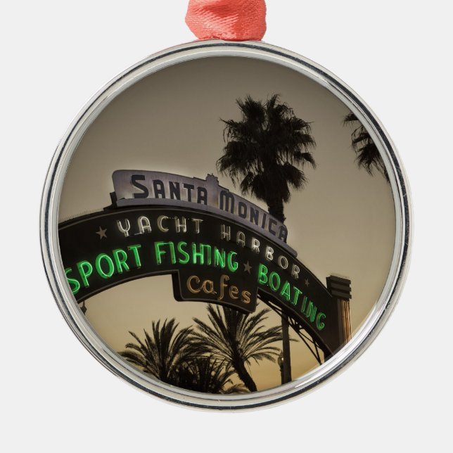 Santa Monica pier Metal Tree Decoration (Front)