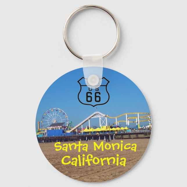 Santa Monica Pier Route 66 California Key Ring (Front)
