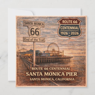 Santa Monica Pier Route 66 Coastal Greetings Invitation
