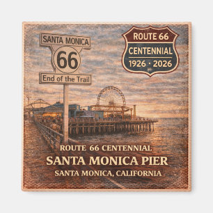 Santa Monica Pier Route 66 Fridge Souvenir Magnet
