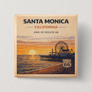 Santa Monica Route 66 California Beach Gift 15 Cm Square Badge