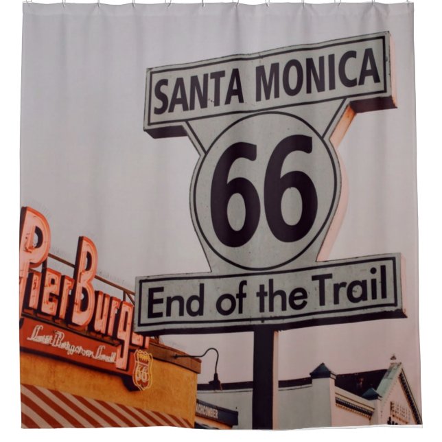 Santa Monica Route 66 California Shower Curtain (Front)