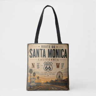 Santa Monica Route 66 Coordinates Beach  Tote Bag