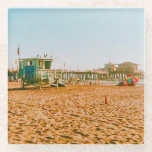 Santa Monica State Beach, Los Angeles, California  Glass Coaster