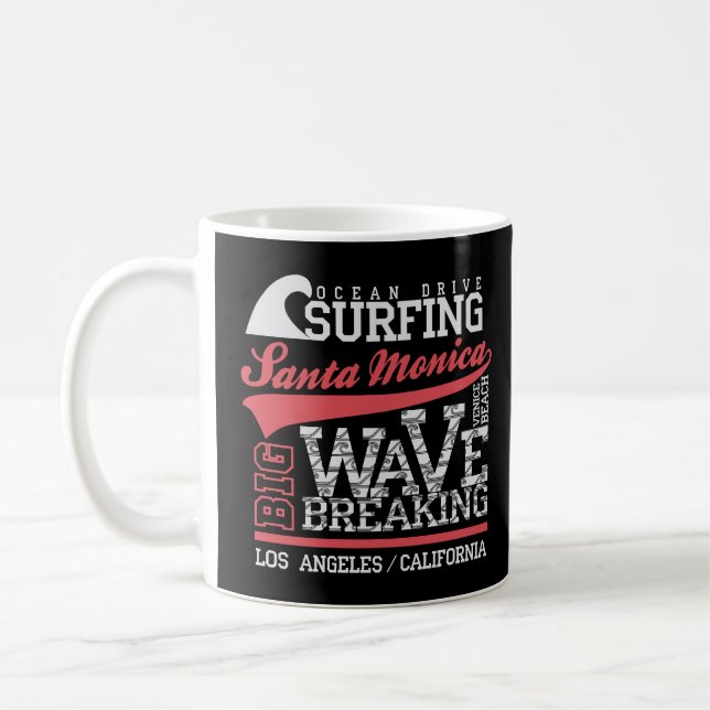 Santa Monica Surfing T-shirt Coffee Mug (Left)