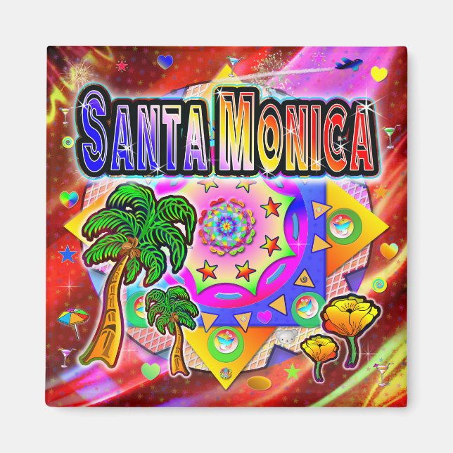 Santa Monica Tropical Friends Magnet (Front)