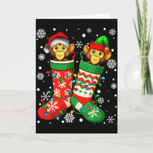 Santa Monkey Animal In Christmas Socks Men Women Card