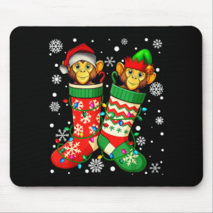 Santa Monkey Animal In Christmas Socks Men Women Mouse Mat