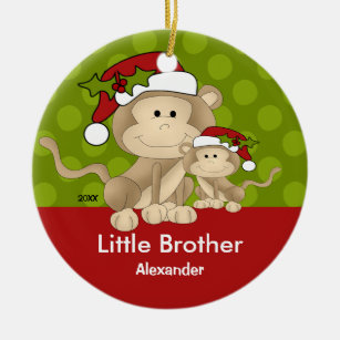Santa Monkey Little Brother Christmas Ornament