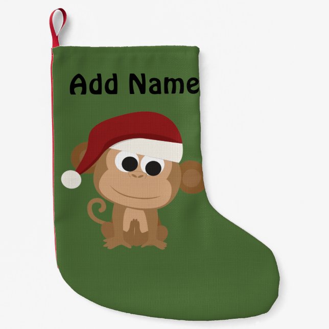 Santa Monkey Small Christmas Stocking (Front)