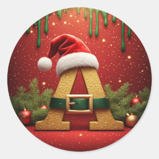 Santa Monogram A For Christmas Gifts Classic Round Sticker
