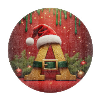 Santa Monogram A For Christmas Gifts Cutting Board