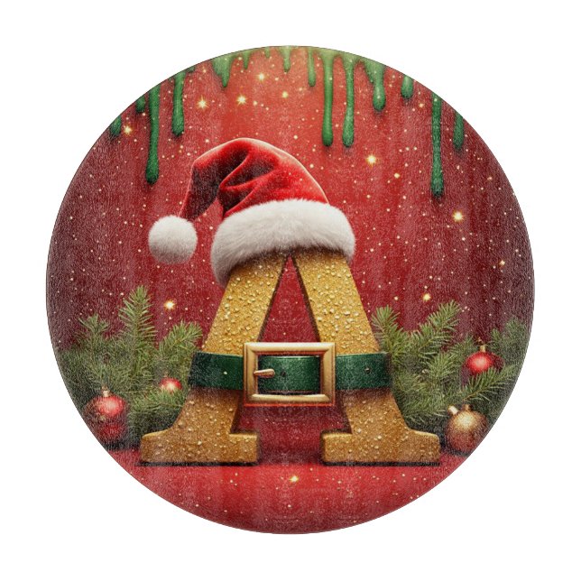 Santa Monogram A For Christmas Gifts Cutting Board (Front)