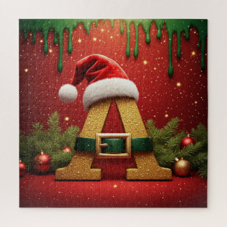 Santa Monogram A For Christmas Gifts Jigsaw Puzzle