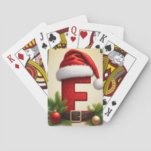 Santa Monogram letter F With Christmas Accent 🎅 Playing Cards