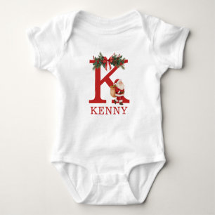Santa Monogrammed and Name Family Matching Baby Bodysuit