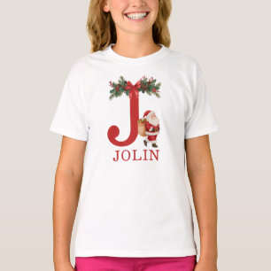 Santa Monogrammed and Name Family Matching T-Shirt