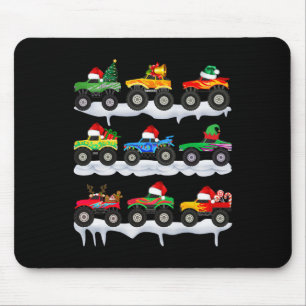 Santa Monster Truck Christmas Squad Group Boys Kid Mouse Mat