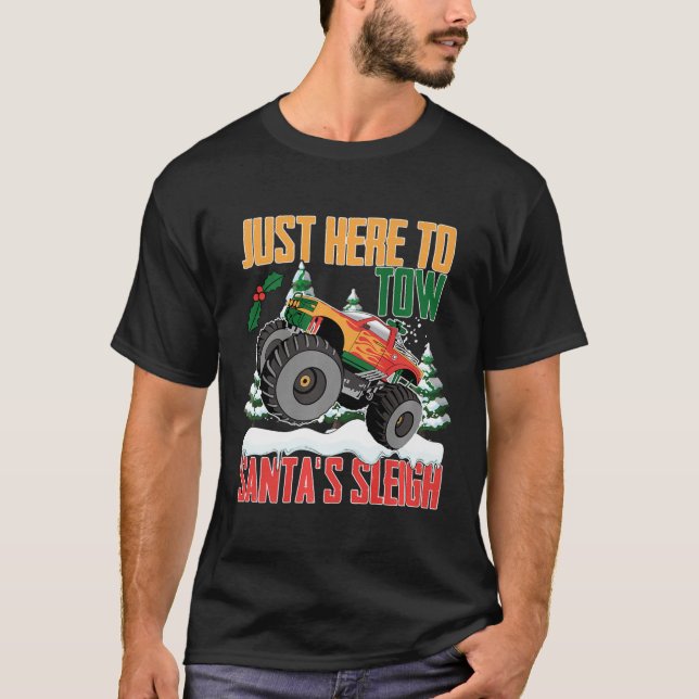 Santa Monster Truck Lover Xmas Boys Monster Truck  T-Shirt (Front)
