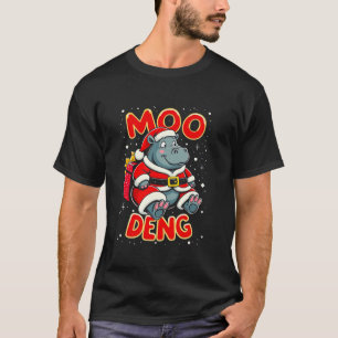 Santa Moo Deng Hippo Funny Christmas meme lovers T-Shirt