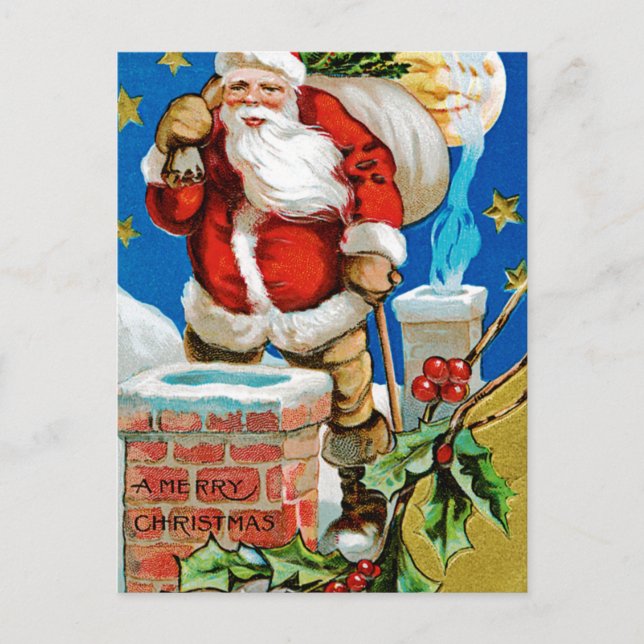 Santa Moon Holiday Postcard (Front)