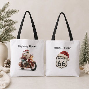 Santa Motorcycle Christmas Market Run Tote Bag