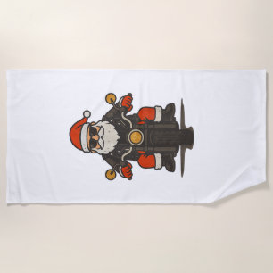 Santa Motorcycle Christmas Vintage Funny Biker Beach Towel