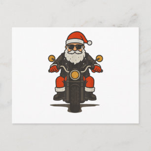 Santa Motorcycle Christmas Vintage Funny Biker Holiday Postcard