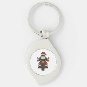 Santa Motorcycle Christmas Vintage Funny Biker Key Ring