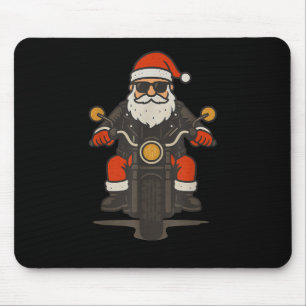 Santa Motorcycle Christmas Vintage Funny Biker Mouse Mat