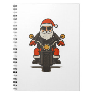 Santa Motorcycle Christmas Vintage Funny Biker Notebook