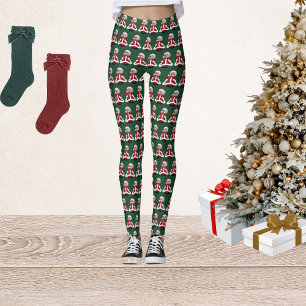 Santa Mouse Green Christmas Leggings