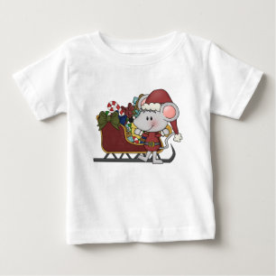 Santa Mouse With Sled Baby T-Shirt