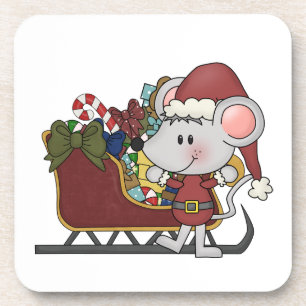 Santa Mouse With Sled Coaster