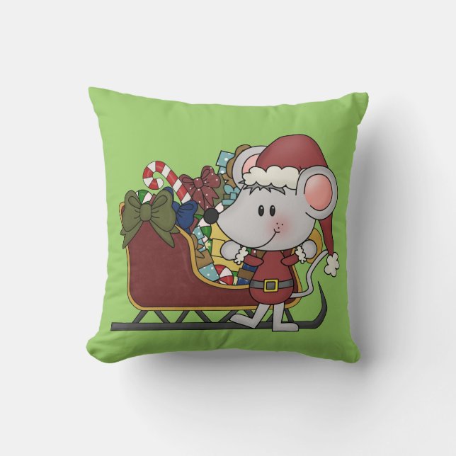 Santa Mouse With Sled Cushion (Front)