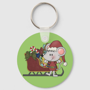 Santa Mouse With Sled Key Ring