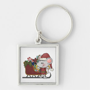 Santa Mouse With Sled Key Ring