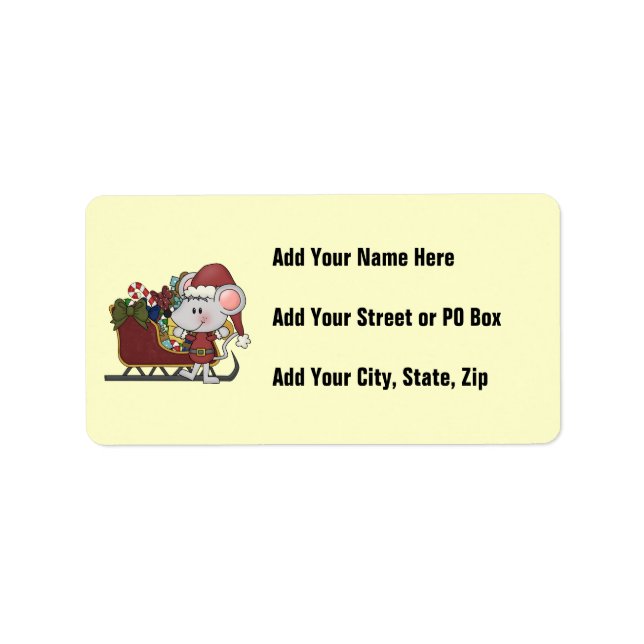 Santa Mouse With Sled Label (Front)