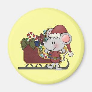Santa Mouse With Sled Magnet