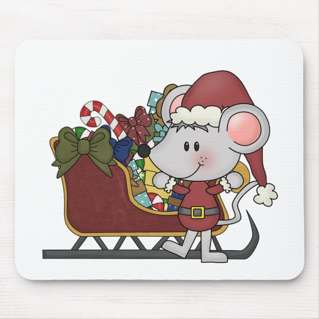 Santa Mouse With Sled Mouse Mat (Front)
