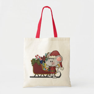 Santa Mouse With Sled Tote Bag