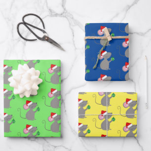 Santa Mouse Wrapping Paper Sheet