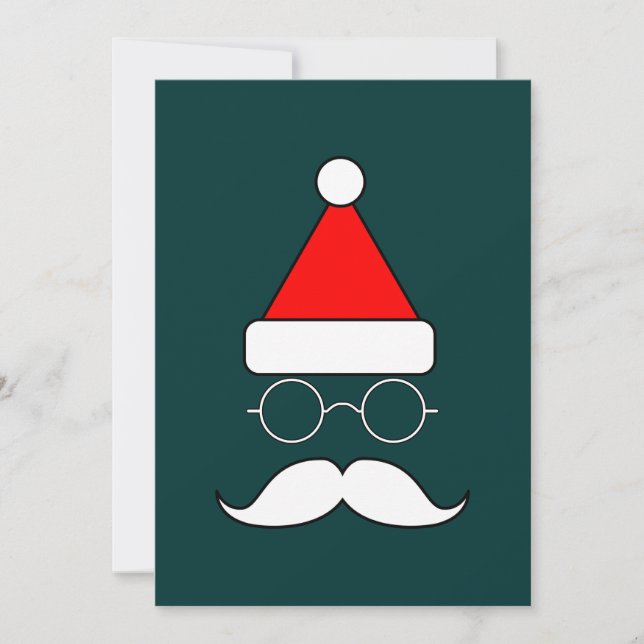 Santa Moustache and Glasses Holiday Card (Front)