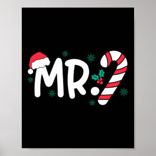 Santa Mr And Mrs Candy Cane Couples Matching Chris Poster