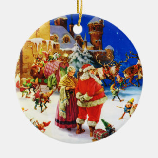 Santa & Mrs. Claus At the North Pole Christmas Eve Ceramic Tree Decoration