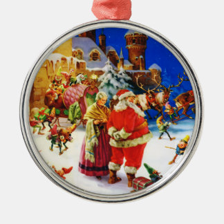 Santa & Mrs. Claus At the North Pole Christmas Eve Metal Tree Decoration