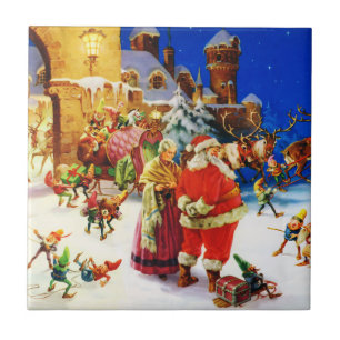 Santa & Mrs. Claus at the North Pole Christmas Eve Tile