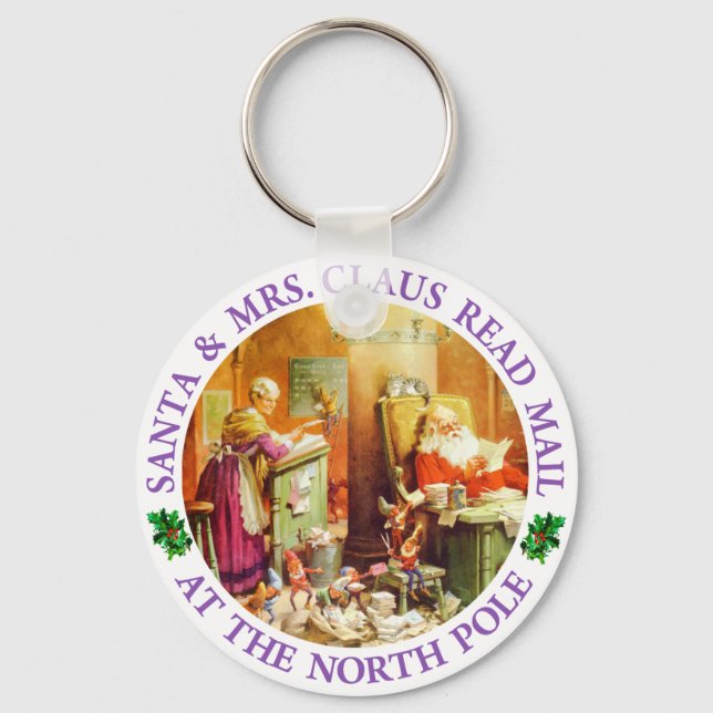 Santa & Mrs. Claus at the North Pole Key Ring (Front)